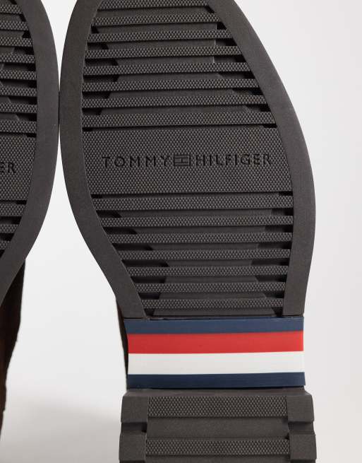 Tommy Hilfiger soho real suede chelsea boots in dark brown, 4 of 4