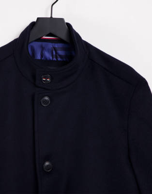 tommy hilfiger solid stand up collar coat