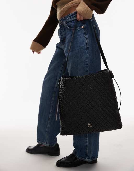 Tommy Hilfiger - Sort flettet bucket-taske med justerbar rem, 3 af 4