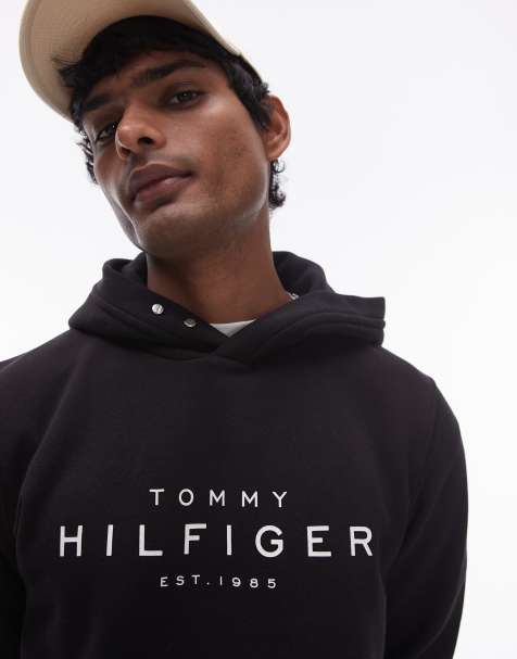 Tommy Hilfiger - Sort hættetrøje med stort logo - view 1