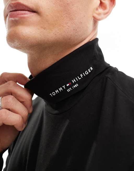 Tommy Hilfiger - Sort langærmet t-shirt med rullekrave og 'Tommy'-logo, 3 af 4