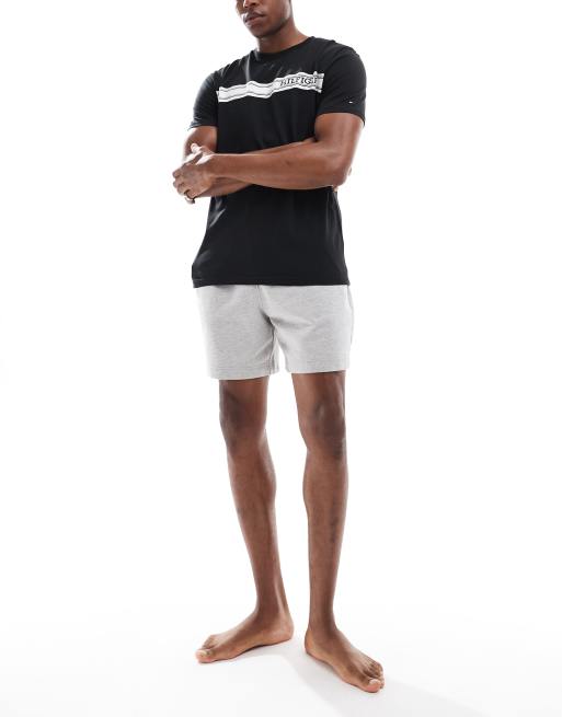 Tommy Hilfiger - Sort lounge-t-shirt med hvid logostribe, 4 af 4