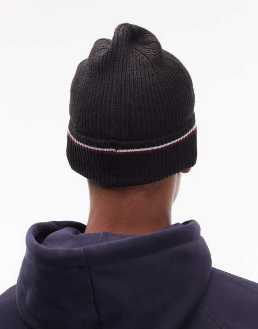 Tommy Hilfiger - Sort og strikket hue med stribe og logo, 3 af 3
