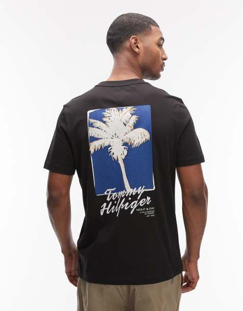 Tommy Hilfiger - Sort T-shirt med fotografisk palmeprint - view 1
