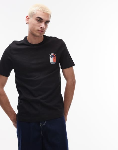 Tommy Hilfiger - Sort T-shirt med palmetræsgrafik - view 1