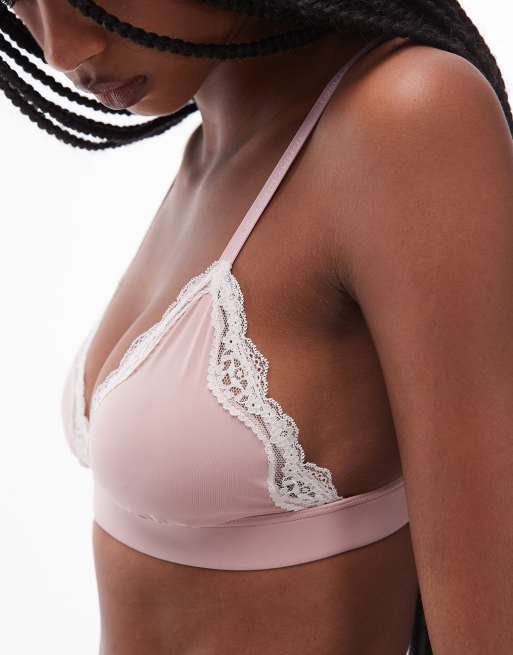 Tommy Hilfiger - Soutien-gorge triangle non doublé avec bordures en dentelle - Rose pastel, 3 de 4