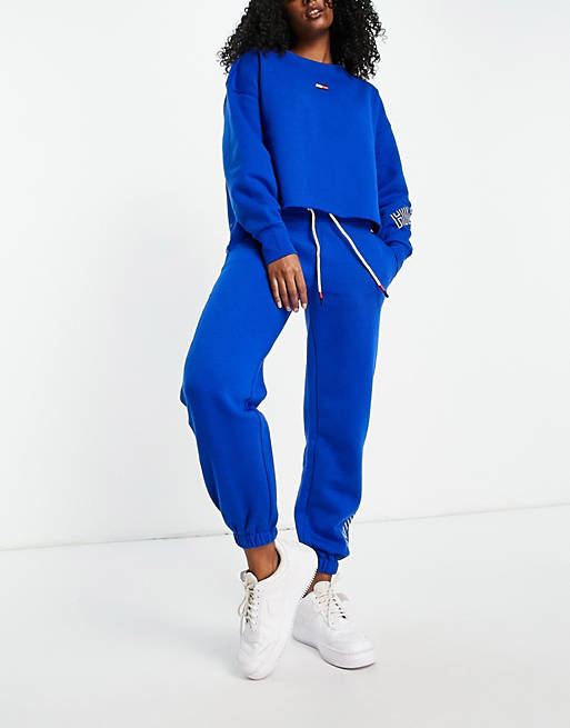 Tommy Hilfiger Sport boyfriend logo sweatpants in blue - part of a set |  ASOS