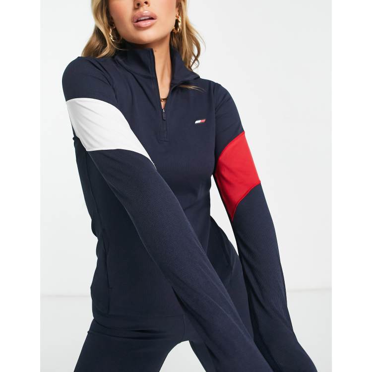 Tommy Hilfiger Sport co ord half zip long sleeve top in navy ASOS