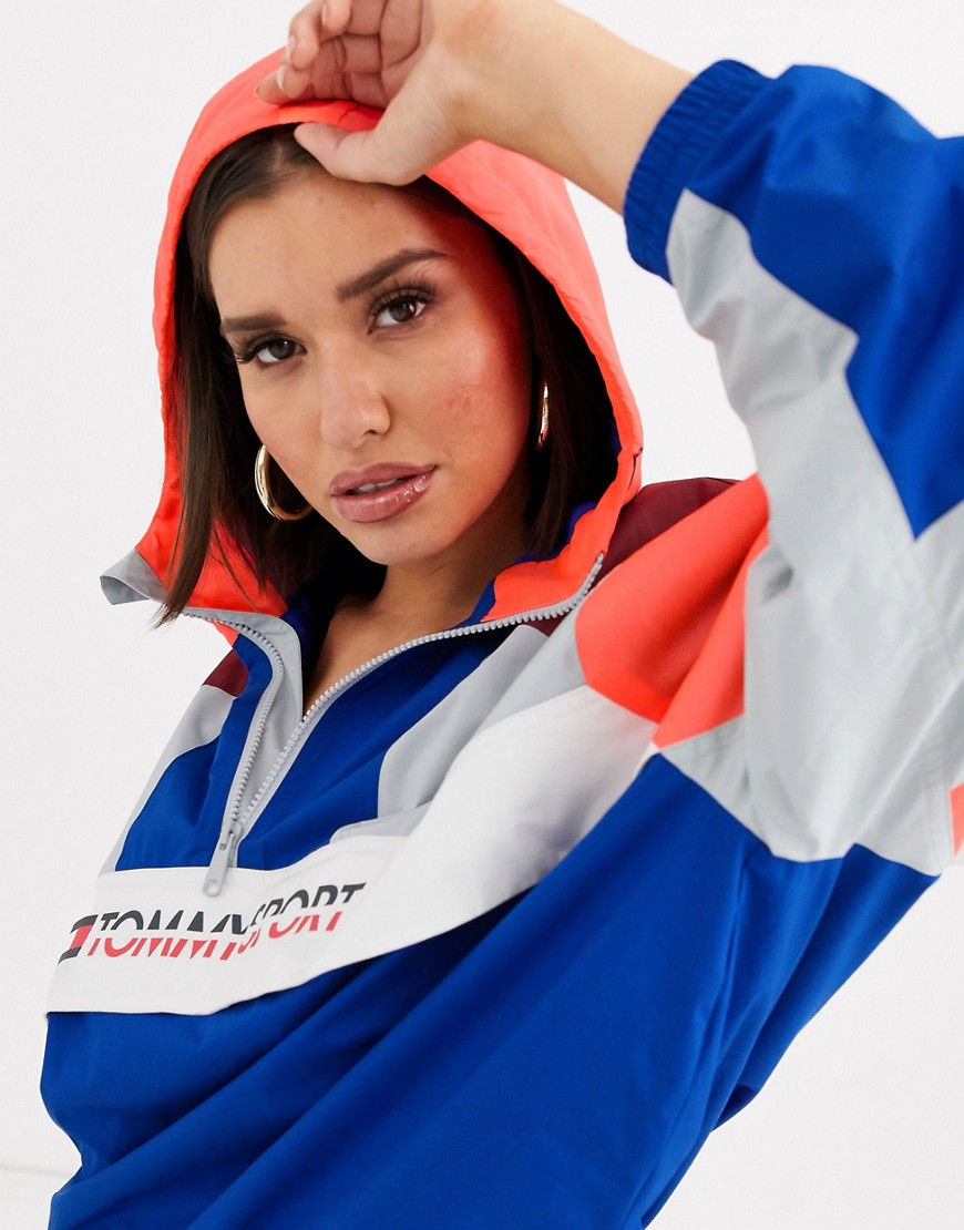 Tommy Hilfiger Sport colour block insulation jacket with logo in multi colour-Blue