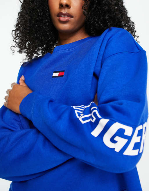 Tommy Hilfiger Sport cropped flag logo sweatshirt in blue part