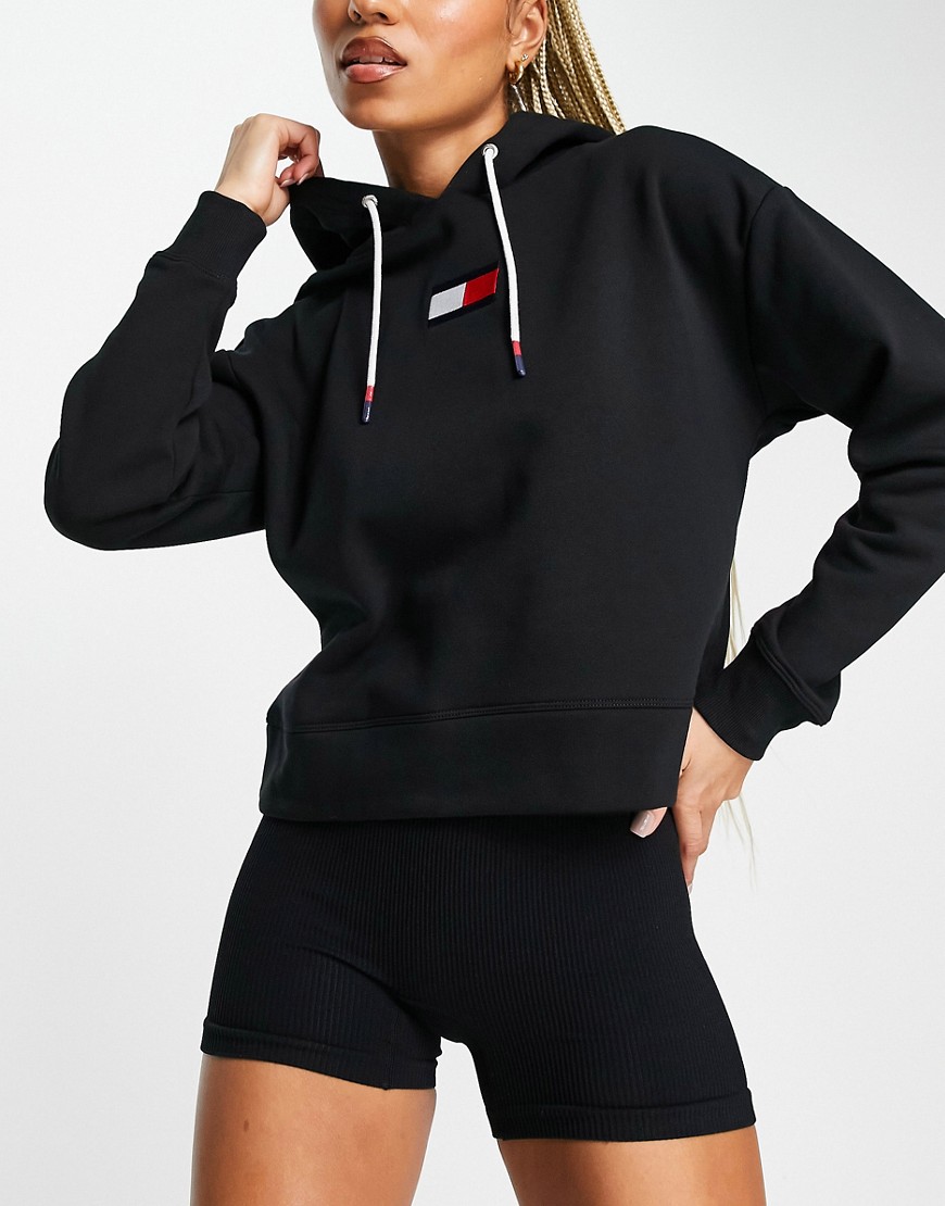 Tommy Hilfiger Sport flag logo hoodie in black