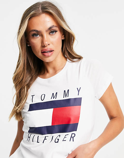 Tommy Hilfiger Sport flag logo t-shirt in white