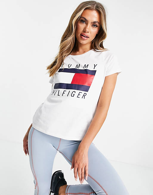 Tommy Hilfiger Sport flag logo t-shirt in white