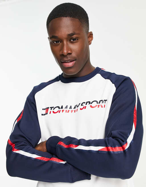 Tommy hilfiger sleeve deals tape crew sweatshirt