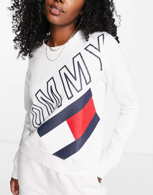 Tommy Hilfiger Sport graphic logo sweatshirt in white