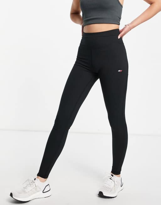 Tommy Hilfiger Sport – Weiße Leggings mit hoher Taille und Logo