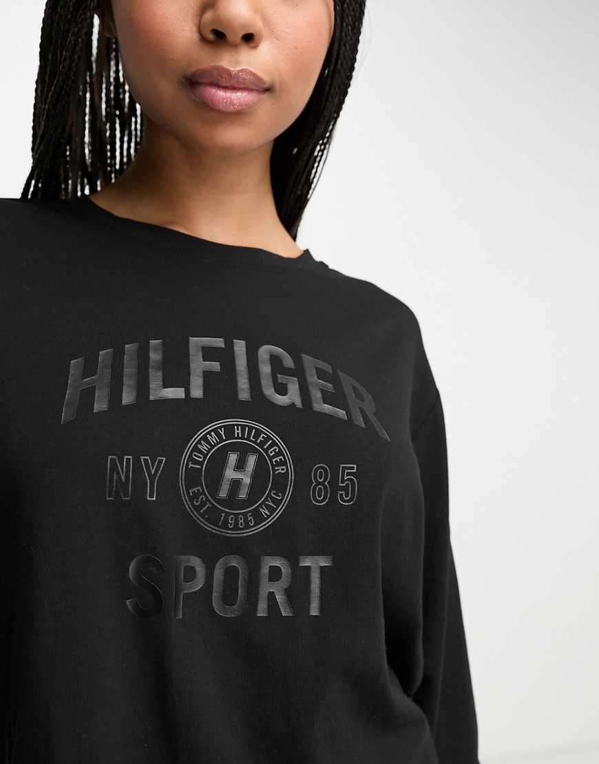 Tommy Hilfiger Sport long sleeve logo T-shirt in black