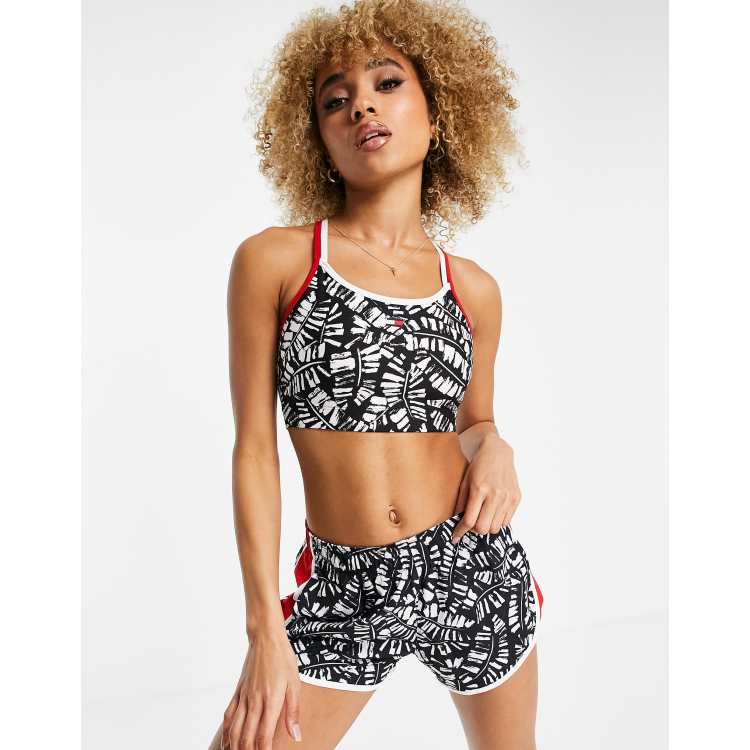 Black and White Floral Print Sports Bra Black and White Sports Bra