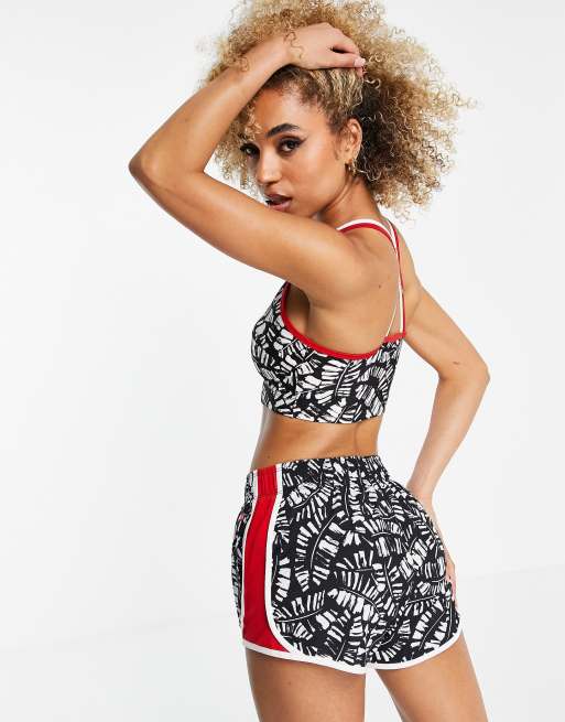 Tommy Hilfiger Sport low impact bra in palm print in black - part of a set