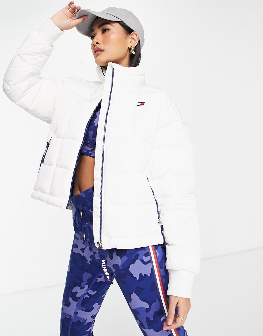 Tommy Hilfiger Sport puffer jacket flag logo patch in white