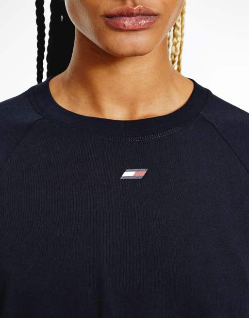Tommy Hilfiger Sport relaxed logo hem tee in navy, 4 of 4