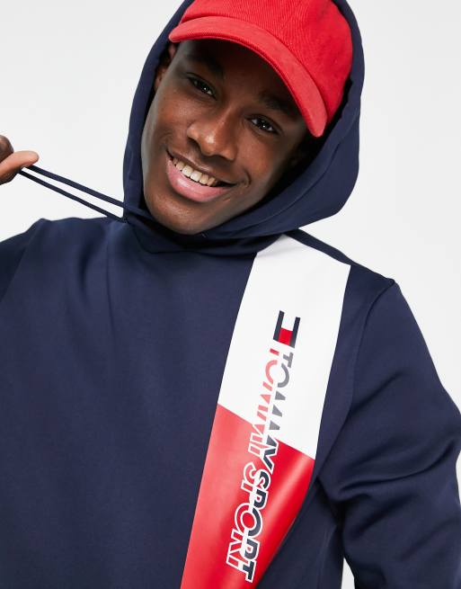 Tommy Hilfiger Sport Sweat capuche en polaire avec motif drapeau