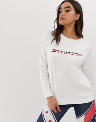 Tommy Hilfiger Sport - Sweatshirt met ronde hals en logo in wit