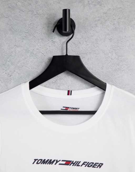 Tommy Hilfiger Sport – T-Shirt in Weiß mit Logo, 4 von 4