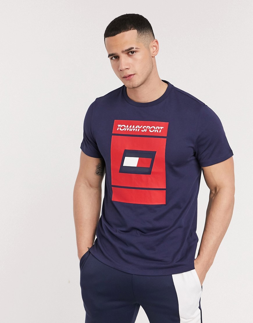 Tommy Hilfiger Sport – T-shirt med grafik-Marinblå