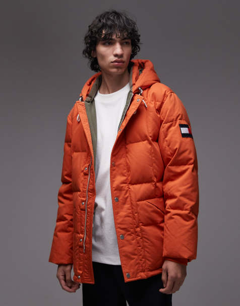 Tommy Hilfiger square baffle down parka in orange - view 1