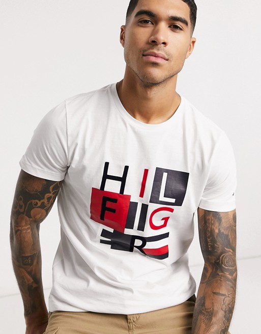 Tommy Hilfiger squares logo print t-shirt in white