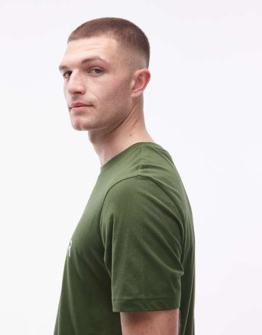 Tommy Hilfiger stacked center logo t-shirt in dark green, 4 of 5
