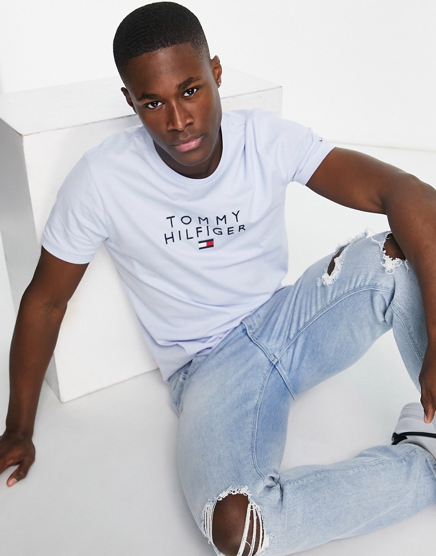 Tommy Hilfiger stacked chest logo t-shirt in blue