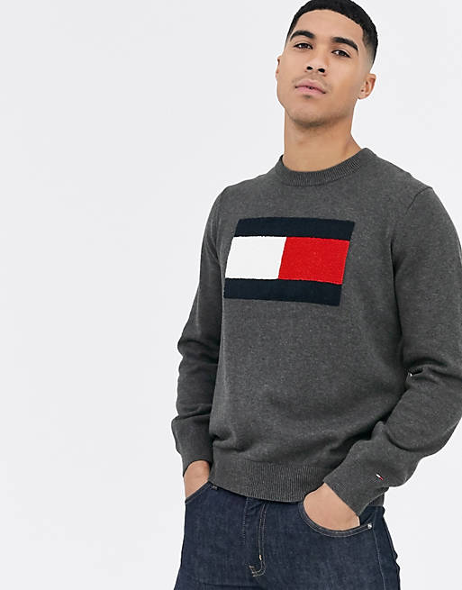 Tommy Hilfiger stan knit sweater in gray | ASOS