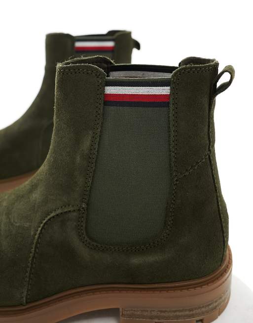 Tommy Hilfiger - Stivaletti Chelsea scamosciati verde militare, 2 di 4