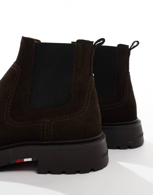 Tommy Hilfiger - Stivaletti in camoscio marrone scuro, 4 di 4