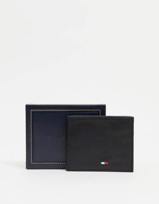 Tommy Hilfiger stockton leather wallet in black with small logo