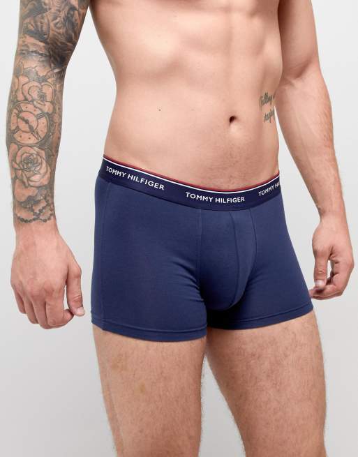 Schrijf op Optimistisch lip Tommy Hilfiger stretch 3 pack trunks in white/red/navy | ASOS