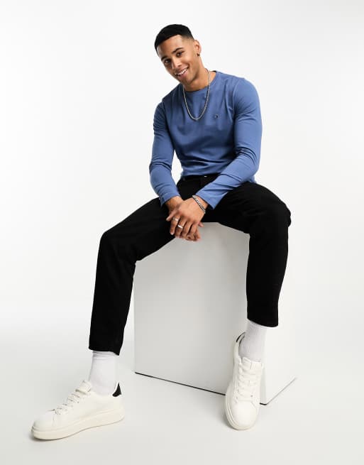 Tommy Hilfiger stretch slim fit long sleeve t shirt in blue ASOS