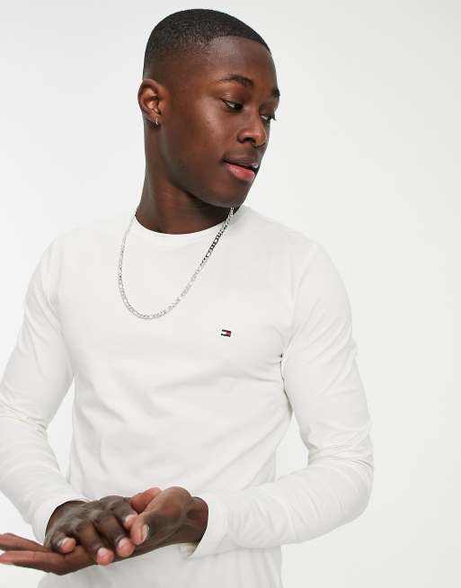 Følge efter Aflede Medicinsk Tommy Hilfiger stretch slim fit long sleeve t-shirt in white | ASOS