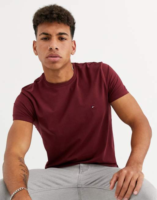 Burgundy tommy hot sale hilfiger shirt