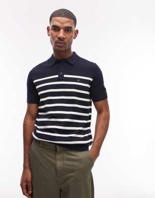 Strick-Poloshirt mit marineblauen Streifen Marineblau 44