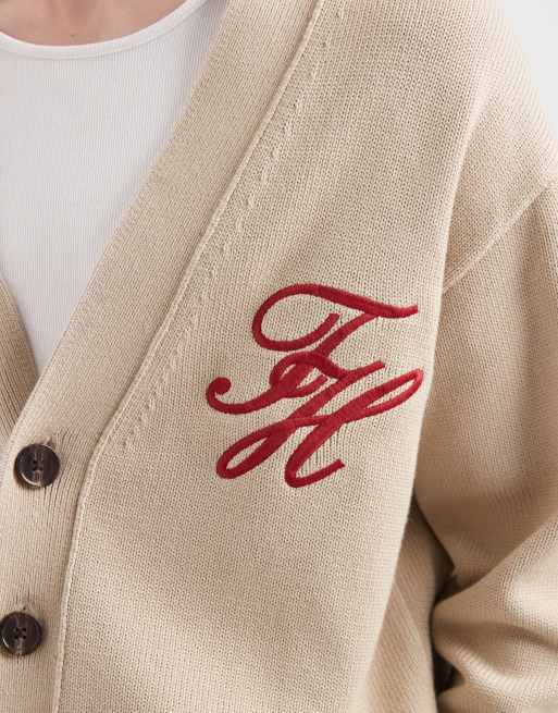 Tommy Hilfiger – Strickjacke aus Grobstrick in Beige, 4 von 5