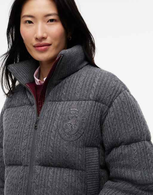 Tommy Hilfiger Strickjacke aus Wollmix mit Zopfmuster in Dunkelgrau, 3 von 7