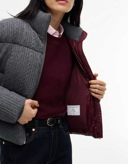 Tommy Hilfiger Strickjacke aus Wollmix mit Zopfmuster in Dunkelgrau, 4 von 7