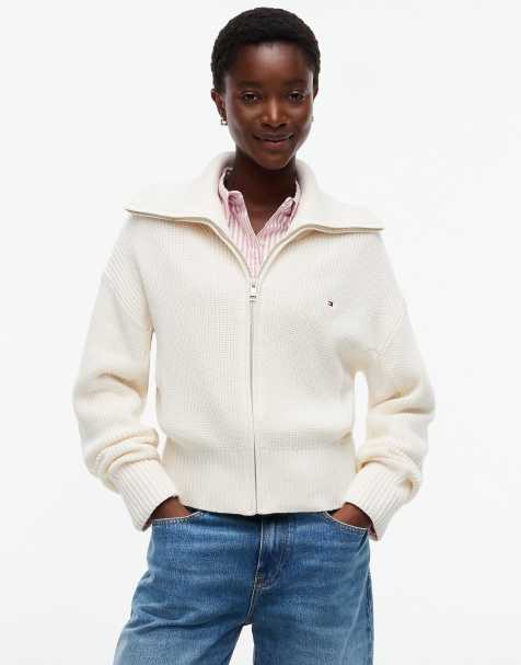 Tommy Hilfiger Strickpullover im Cardigan-Strick mit Reißverschluss in Ivory Petal - view 1