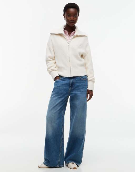 Tommy Hilfiger Strickpullover im Cardigan-Strick mit Reißverschluss in Ivory Petal, 2 von 6