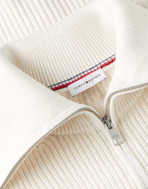 Tommy Hilfiger Strickpullover im Cardigan-Strick mit Reißverschluss in Ivory Petal, 6 von 6
