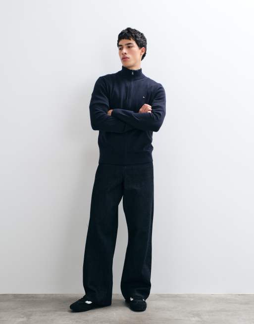 Tommy Hilfiger Strickpullover mit Reißverschluss und Flaggenmotiv in Navy, 4 von 5