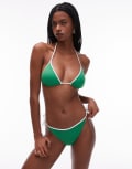 [Tommy Hilfiger] Tommy Hilfiger string bikini bottoms in green and white piping S Radiant green